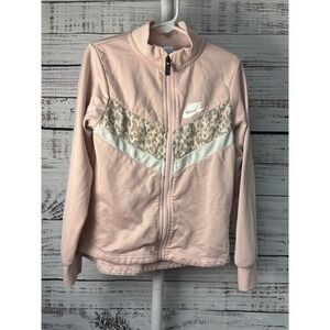 Nike Girls Track Jacket Cheetah Print‎ Pink Zip Up Athletic Kids Size 6X